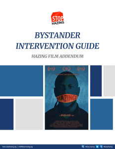 cover photo for the HAZING film addendum bystander intervention guide